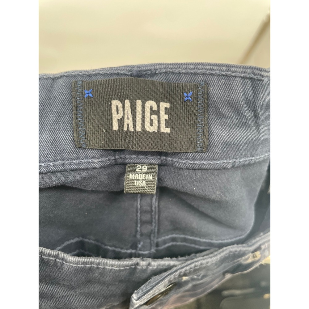 PAIGE Normandie Navy Blue Cotton Polyurethane Blend Straight Leg Pants Size 29 - Picture 3 of 8